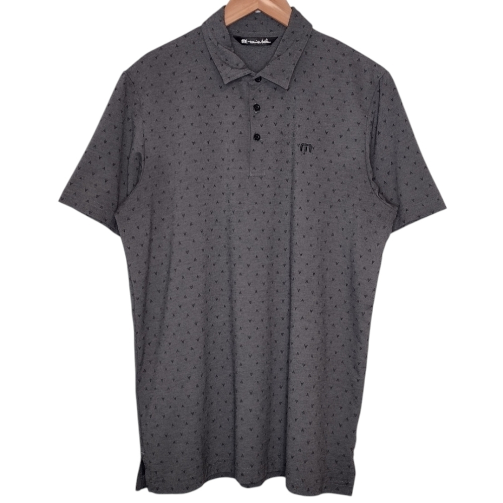 Travis Mathew Men's Gray Comfort Fit Athletic Golf Polo Short Sleeve Shirt Sz L